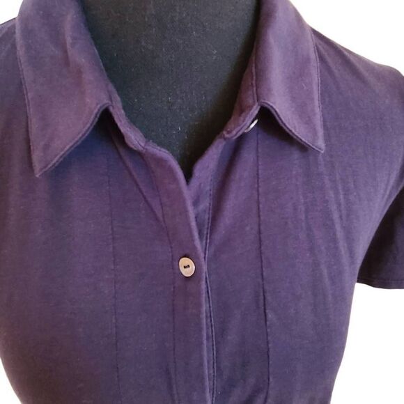 J Jill Womens Navy Blue Short Sleeve Button Front Dress Size Small - Picture 4 of 11